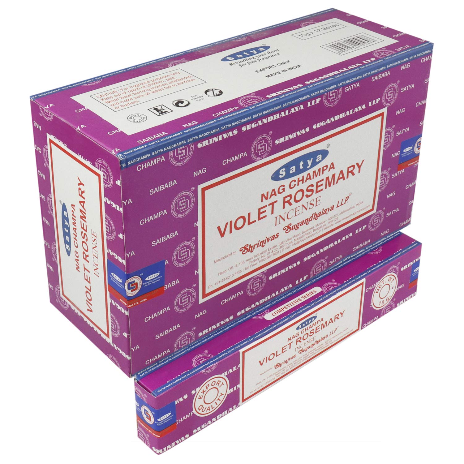 Satya Nag Champa Violet Rosemary Fragrance Incense Stick Pack Of 12 Aggarbatti Home Scent Fragrance Aromatherapy 15G X 12 Pack (180G)