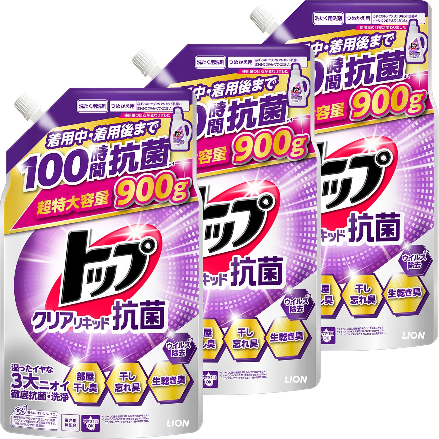トップクリアリキッド抗菌つめかえ用超特大900g×3