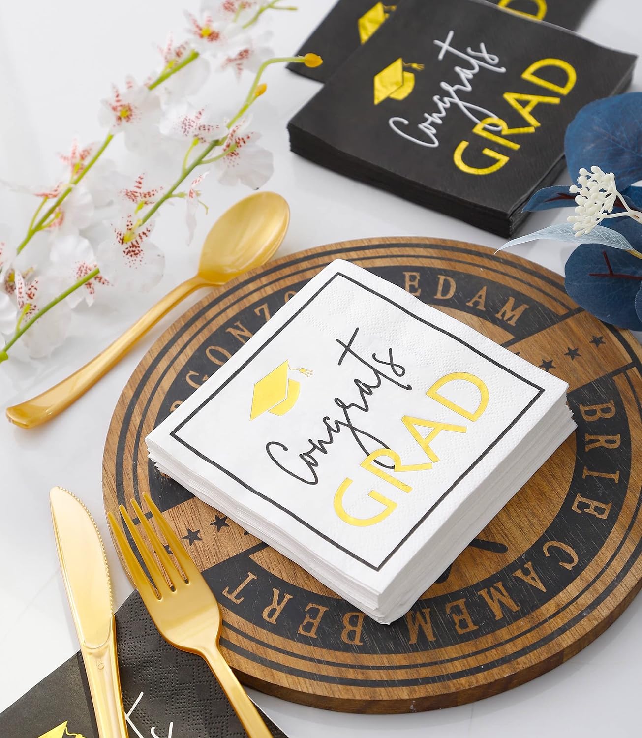 2026 Graduation Napkins - 50 PK - Assorted Designs 3-ply Graduation Cocktail Napkins 5x5 Inches for Graduations Party Supplies Decor Decorations