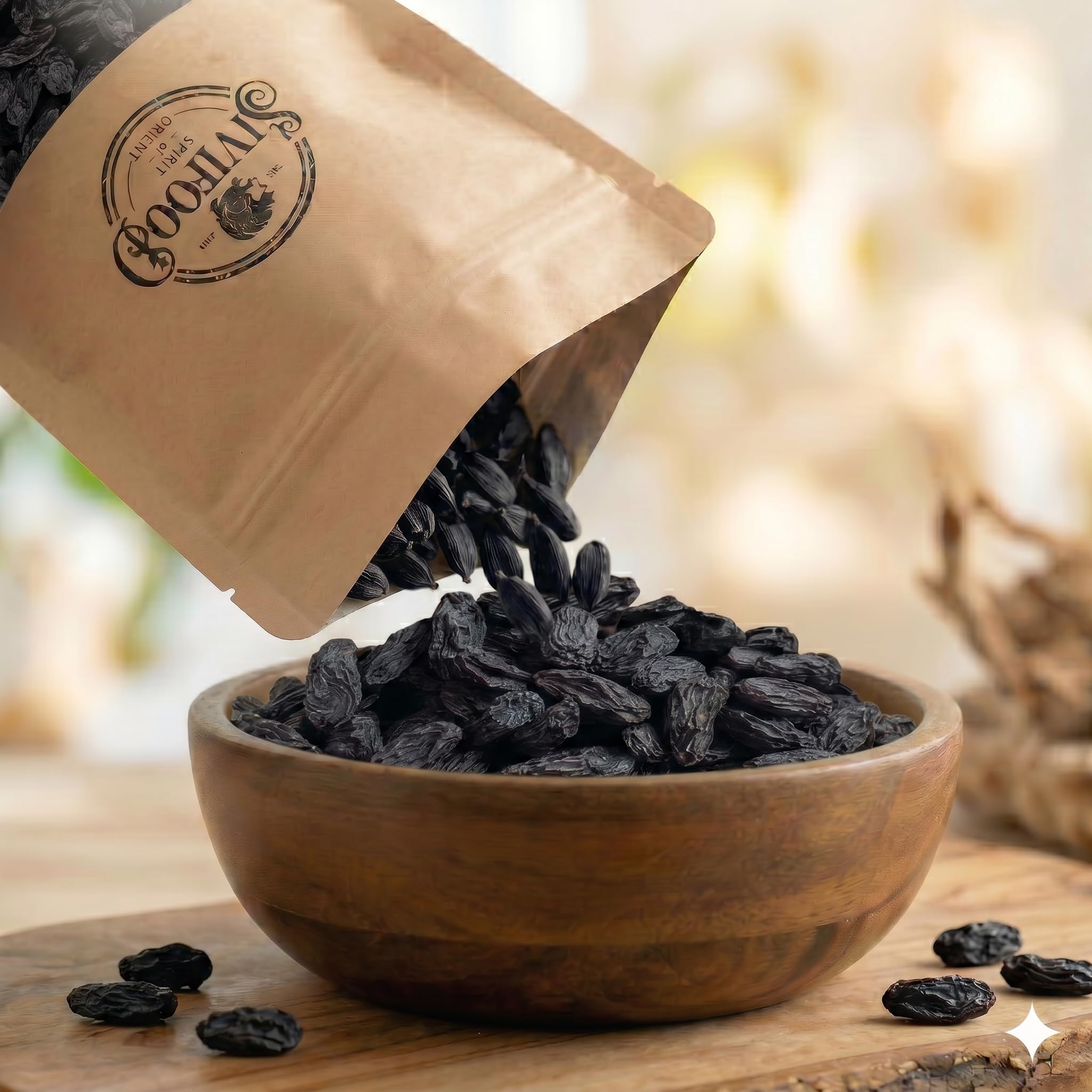 SIVIFOOD uvetta nera Jumbo senza zuccheri aggiunti 1kg – Naturale, dolce e succosa non solforate – Qualità premium – Ideale per snack, dolci, muesli o cucina – 100% frutta essiccata uva passa nera