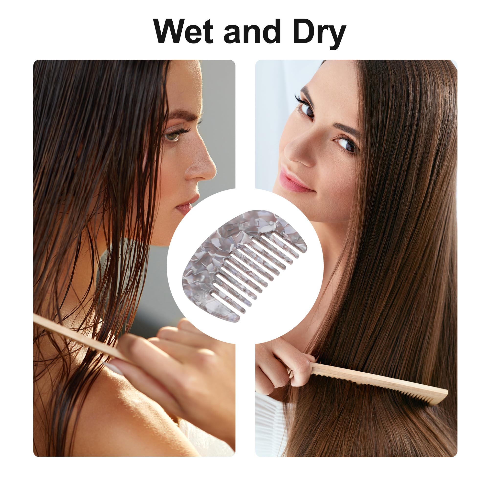 VOCOSTE Peine de dientes anchos, tamaño de bolsillo para cabello rizado, color gris plateado