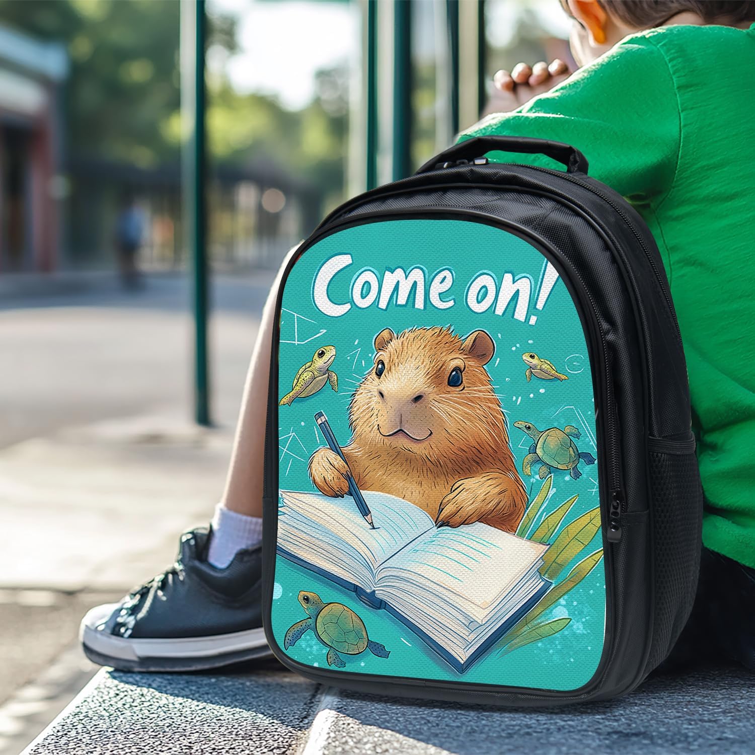 Funny Capybara Backpack School Bag 3PCS Backpack 16 Inch with Lunch Bag Set Lightweight for Teen Boys Girls Kids Elementary Middle School - Image 8