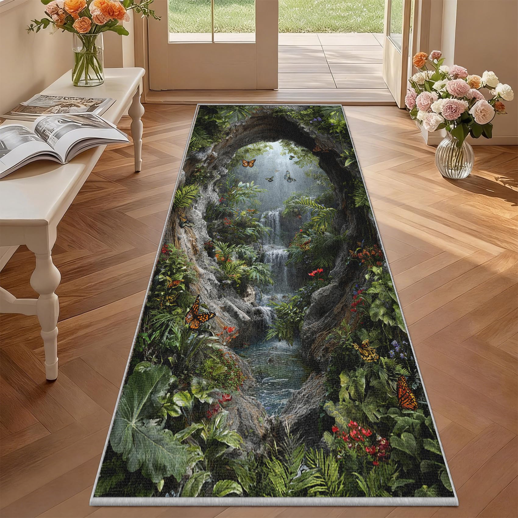 Tapis couloir jungle tropicale pour illuminer votre entrée et votre cuisine