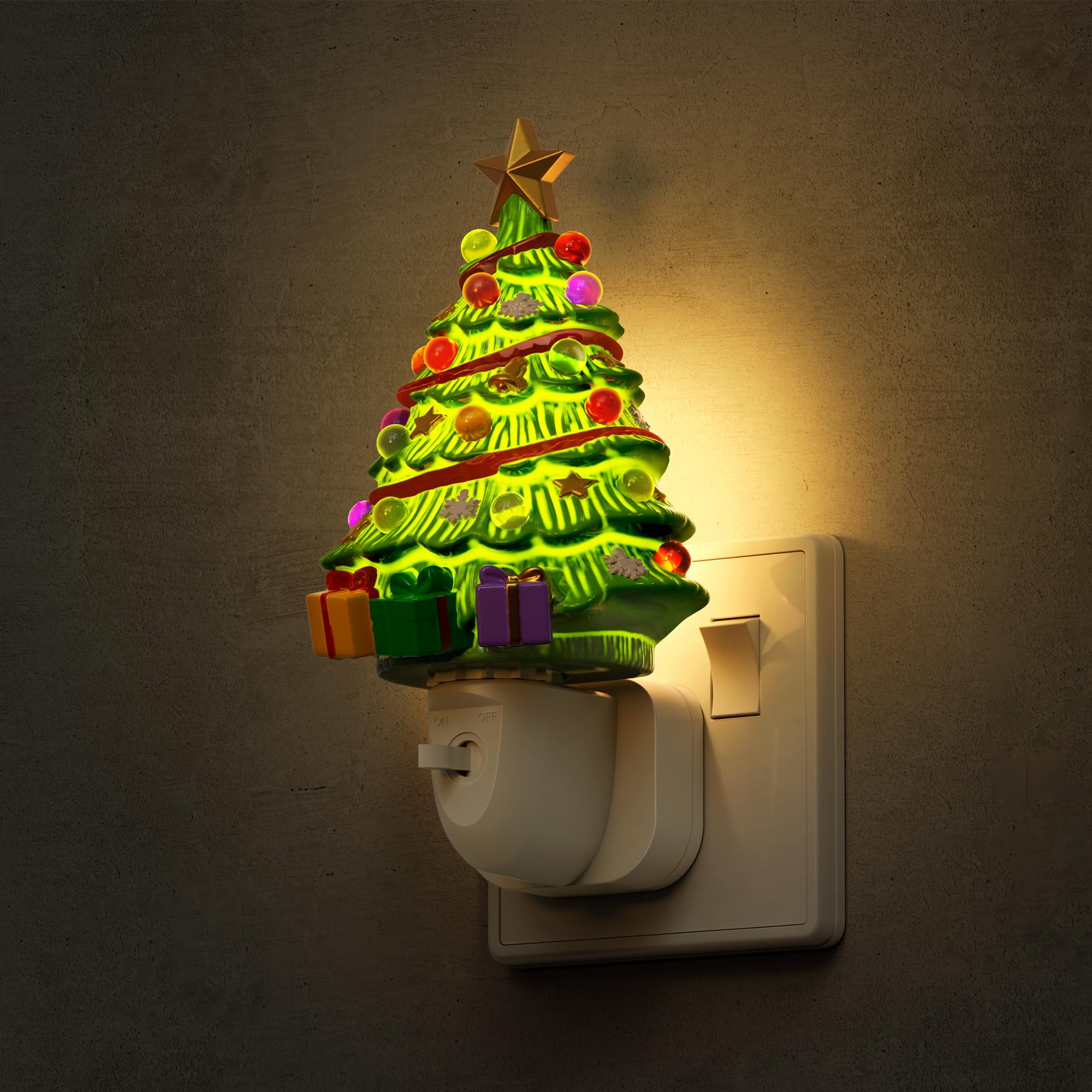 LOHAS-LED Christmas Tree Night Light Plug in Wall, 3000K Warm White