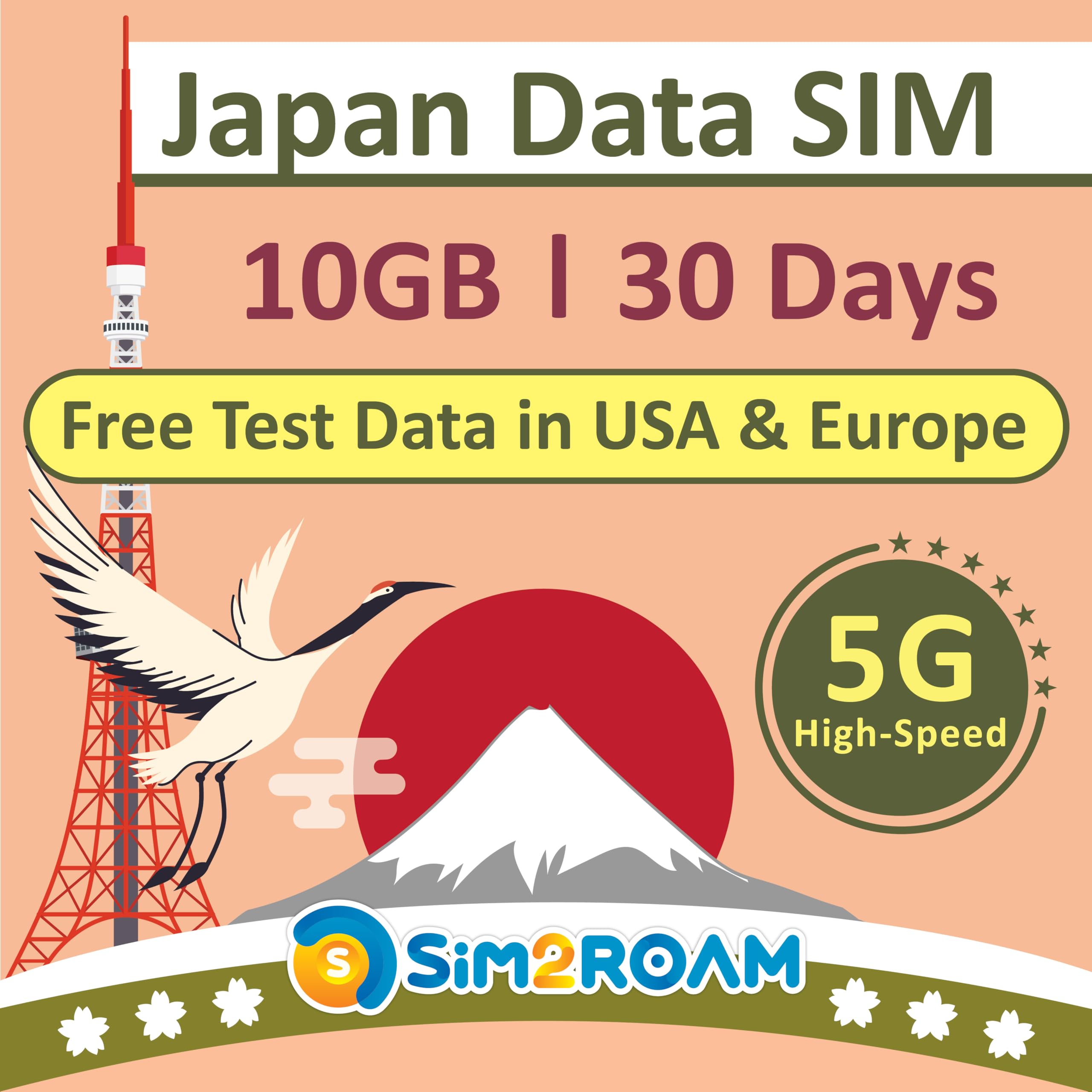 Japan Data ONLY Sim Card 30 Days | 10GB of 5G/4G LTE High-Speed Internet Data | Dual Local Japan Carriers, Softbank & KDDI | Travel Prepaid SIM Card |
