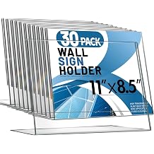 Aheroi Acrylic Sign Holder 8.5x11, Plastic Sign Holder Standing Bulk 30Pcs