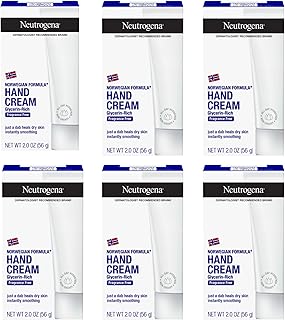 Neutrogena Norwegian Formula Creme hidratante para as mãos formulado com glicerina para mãos secas, ásperas, loção para mãos intensa sem fragrância, 59 ml, pacote com 6 - Produto 5 mais recomendado com 4.8 estrelas