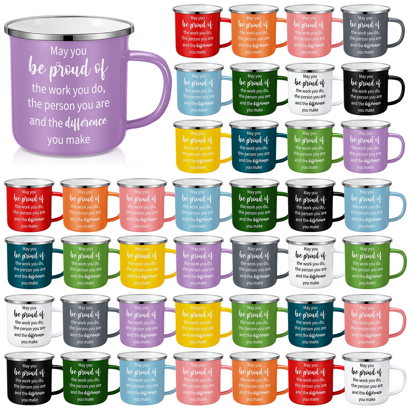 Maxcheck 48 Pcs Christmas Thank You Gifts 12 oz Enamel Mugs Bulk Employee Appreciation Gifts Motivational Bulk Coffee