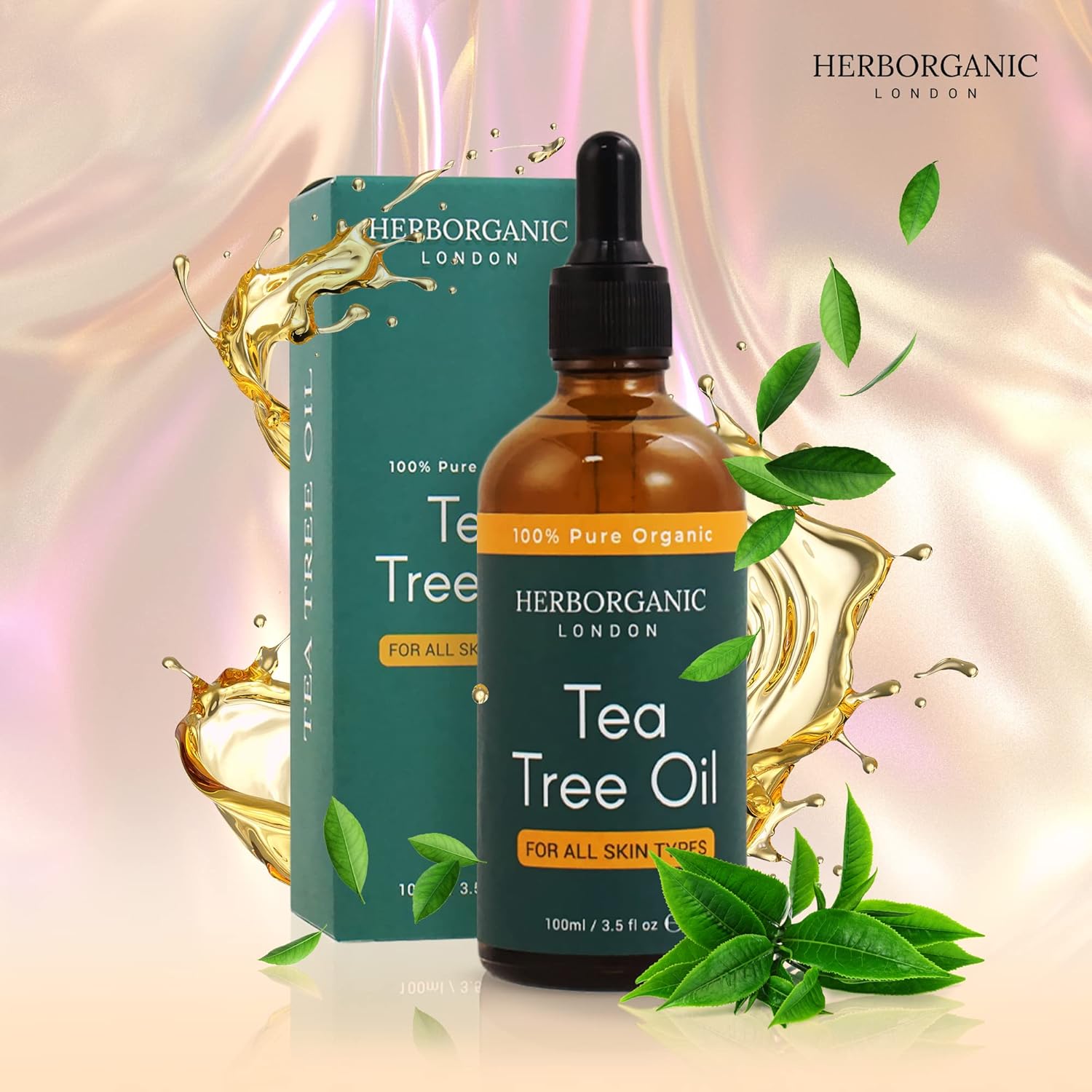HerbOrganic Anti-bacterial Tea Tree Oil – 100 ml – Organic – Antiseptic – For Acne and Redness of Skin – For Pimples and Nail Fungus – Aromatherapy HerbOrganic Anti-bacterial Tea Tree Oil – 100 ml – Organic – Antiseptic – For Acne and Redness of Skin – For Pimples and Nail Fungus – Aromatherapy