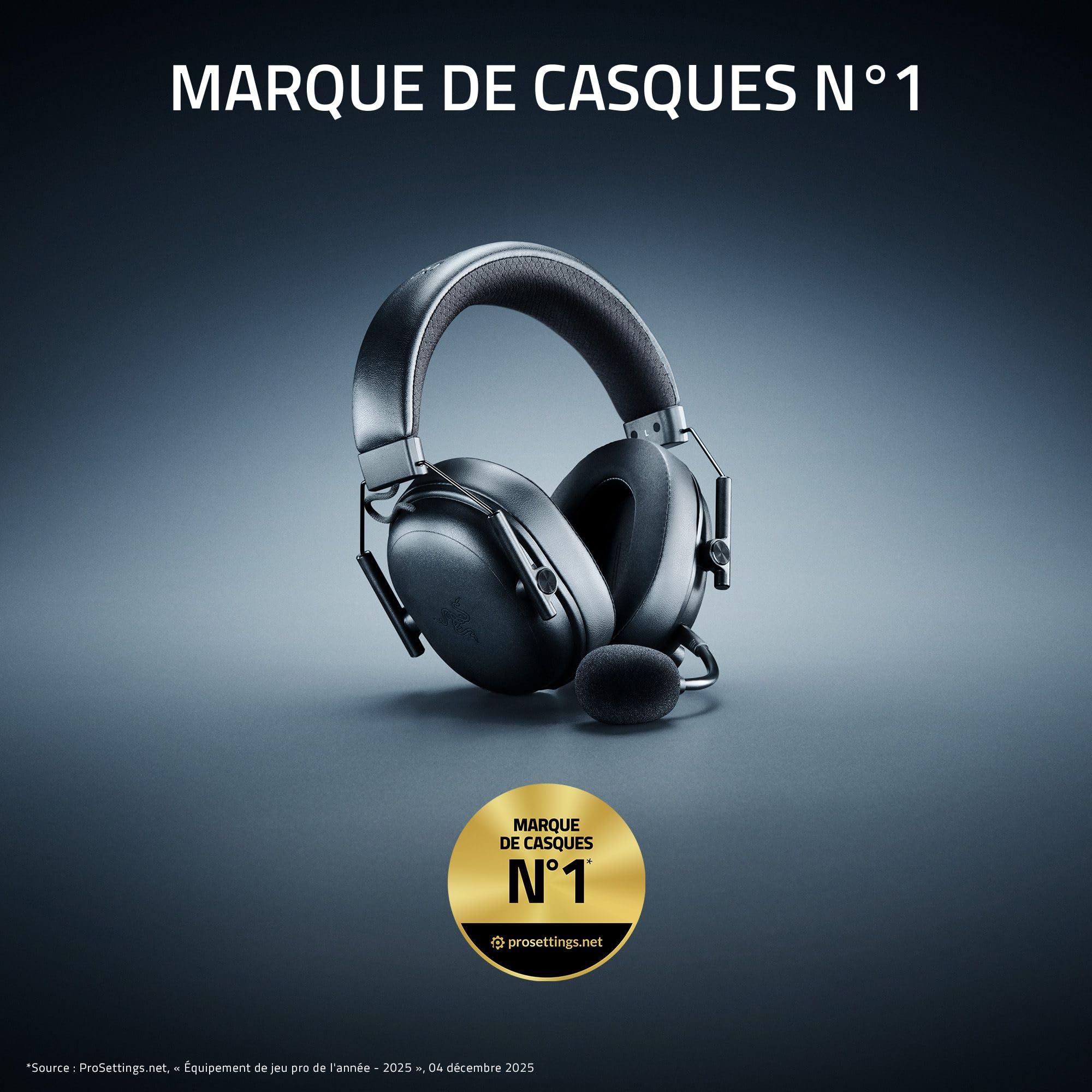 Razer BlackShark V3 - Casque sans Fil pour l’Esport - Haut-parleurs en Titane de 50mm - Micro HyperClear Amovible - THX Spatial Audio - Wireless 2,4Ghz & Bluetooth - Profils FPS - PC/Mac | Blanc
