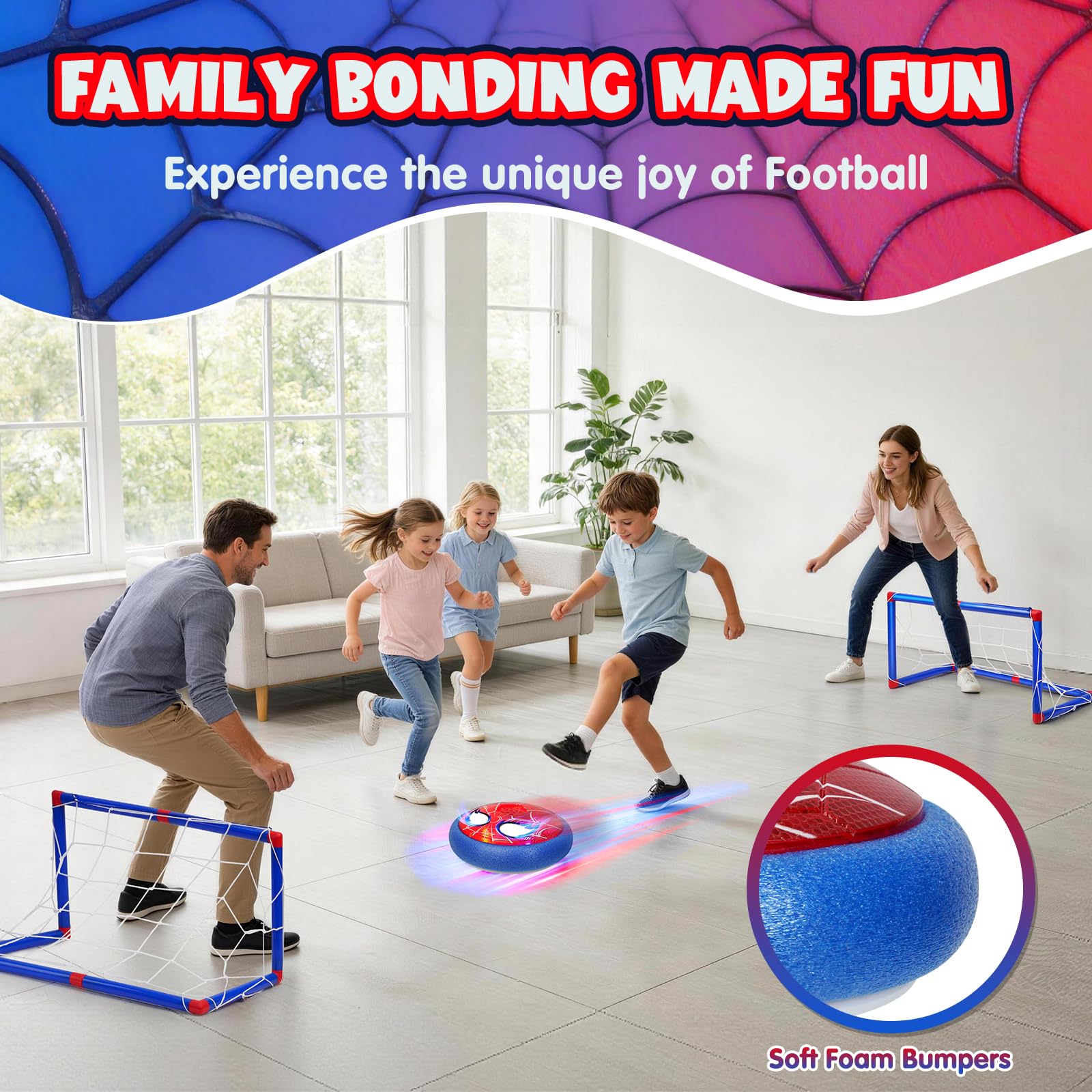 Balon Futbol Juguetes Niños 4 5 6 7 8 9 10 Años, Pelota Futbol Niño con Ojos Brillantes & 2* Porterias, Juegos de Balón Fútbol Flotante para Niños-Regalo Ideal para Niños de 3 a 12 Años