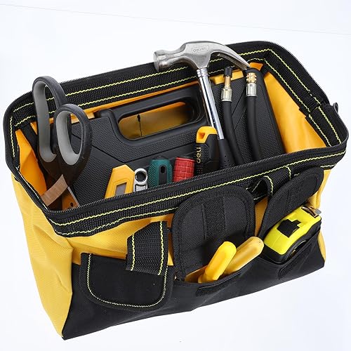 Miniatura 6 de Paquete de 3 bolsas de herramientas de 13 pulgadas, bolsa de herramientas de boca ancha con base impermeable, bolsa de almacenamiento de