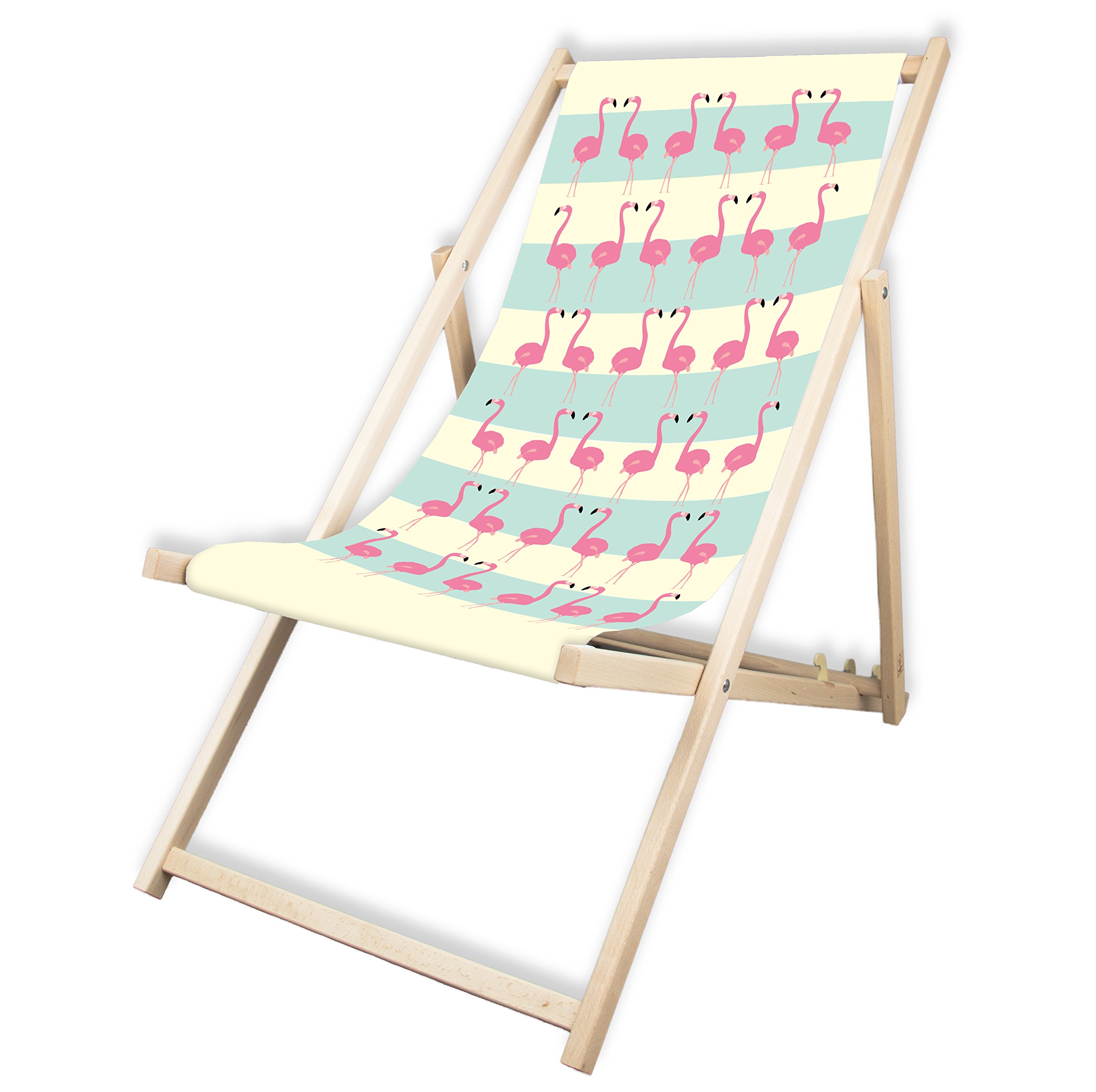 campingstuhl flamingo MultiBrands® Liegestuhl, Holz, ohne Armlehne, klappbar, Garten esstischlampe Flamingo Pattern. Größe:122-134 Camping Vorderboden in Baad,
