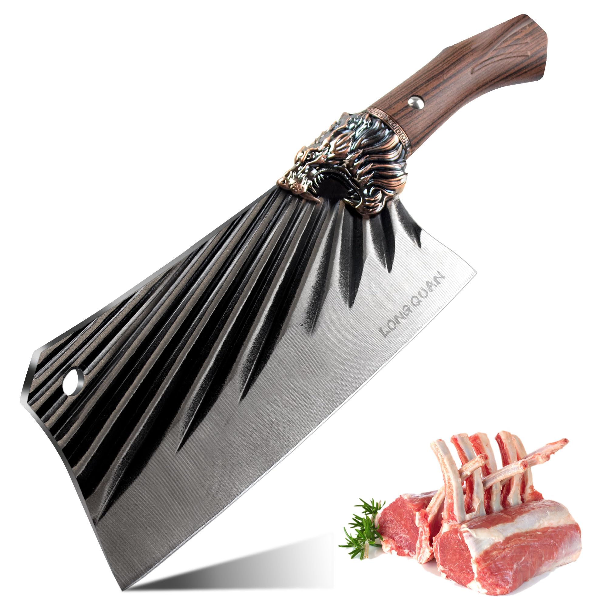 Meat Cleaver Heavy Duty, Bone Chopper Knife, Ultra Sharp Kitchen Knife, 7.7 inch Chinese Chef Knife, Butcher Knife for Meat Cutting