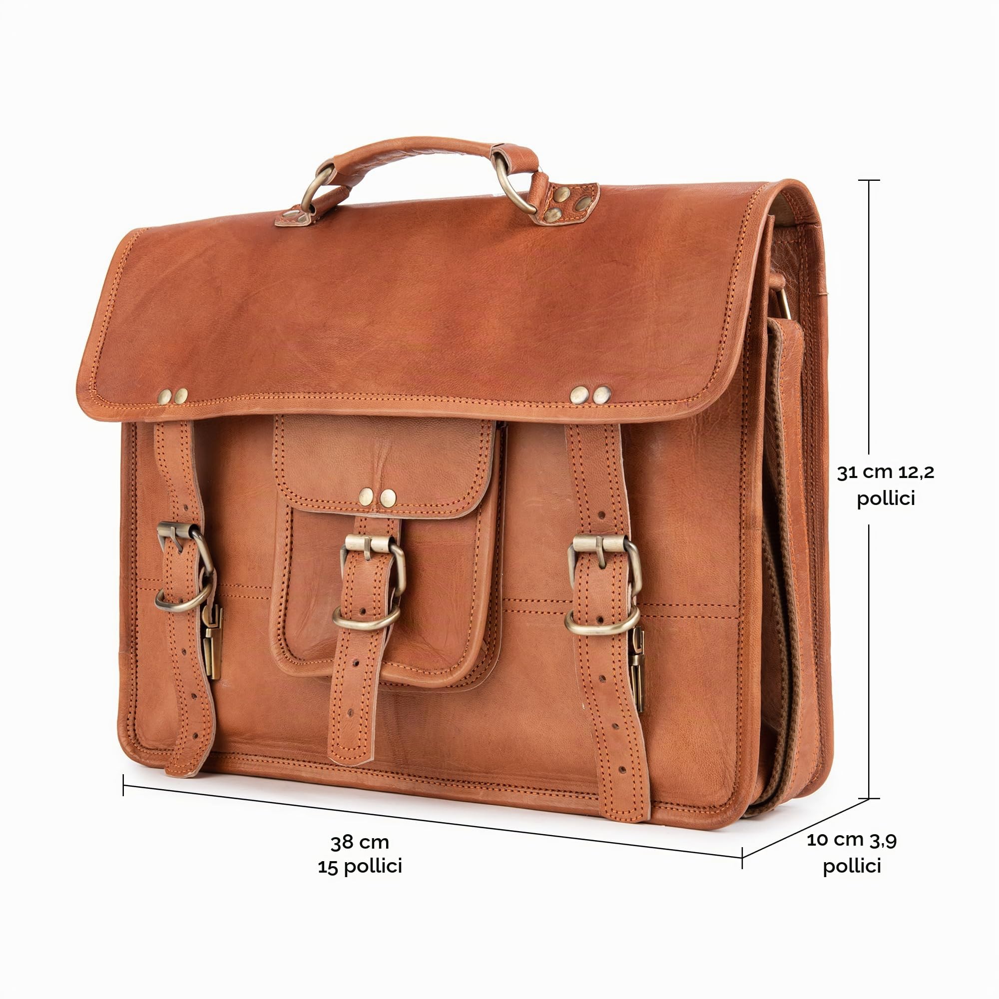 Berliner Bags Borsa da Lavoro Berlin in Vera Pelle, con Scomparto per Laptop, Ufficio e Viaggi, Uomo e Donna – Marrone