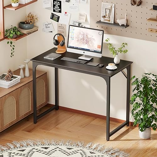 Miniatura 9 de Dopinmin Escritorio para computadora de 47 pulgadas, mesa de estudio simple, escritorio de oficina industrial, mesa resistente para computadora