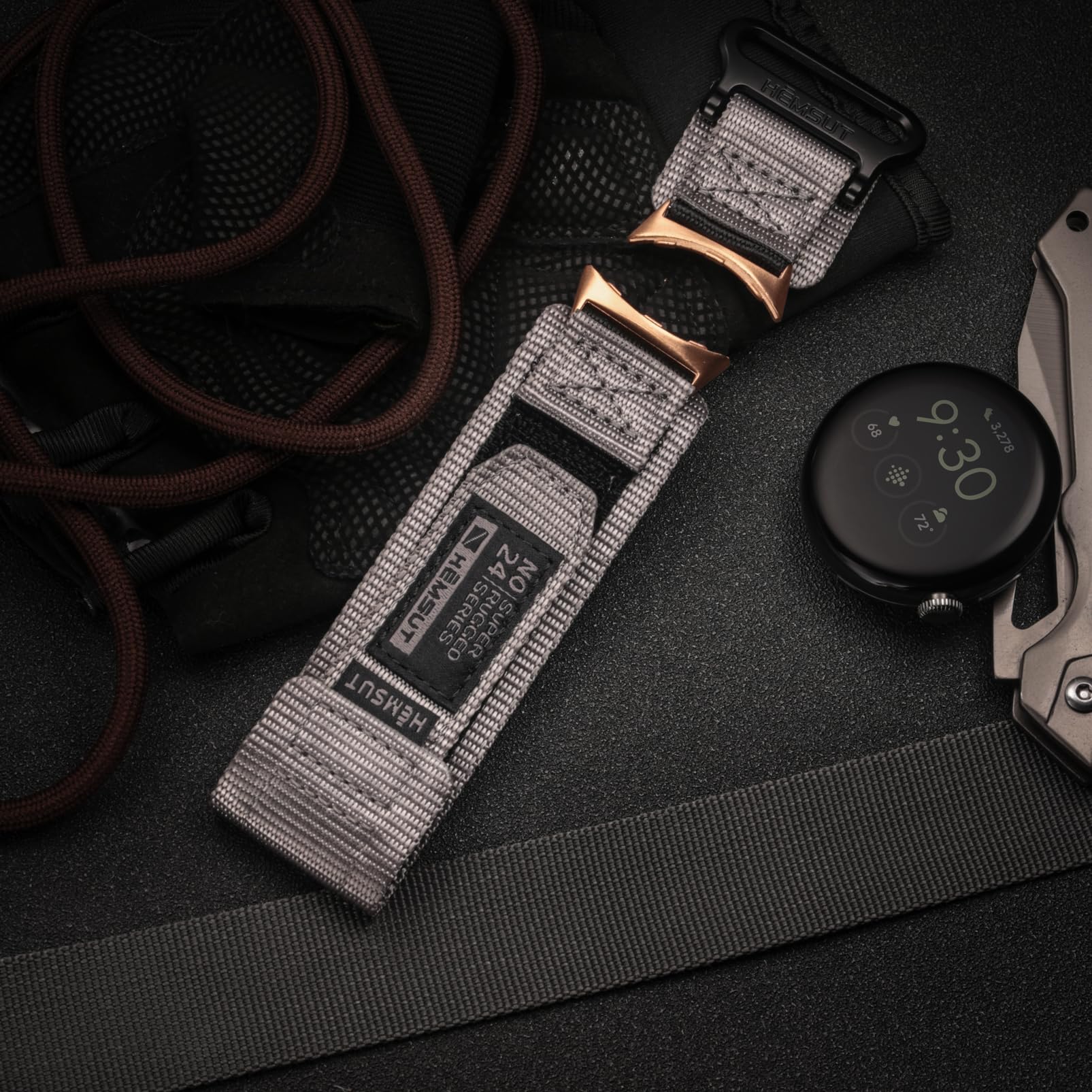 SMITHA Compatible with Google Pixel/Pixel 2 /Pixel 3 41mm Watch, NOT FOR Pixel 3 45mm, Hoop and Loop Watch Band, Military Strap for Google Smart Watch