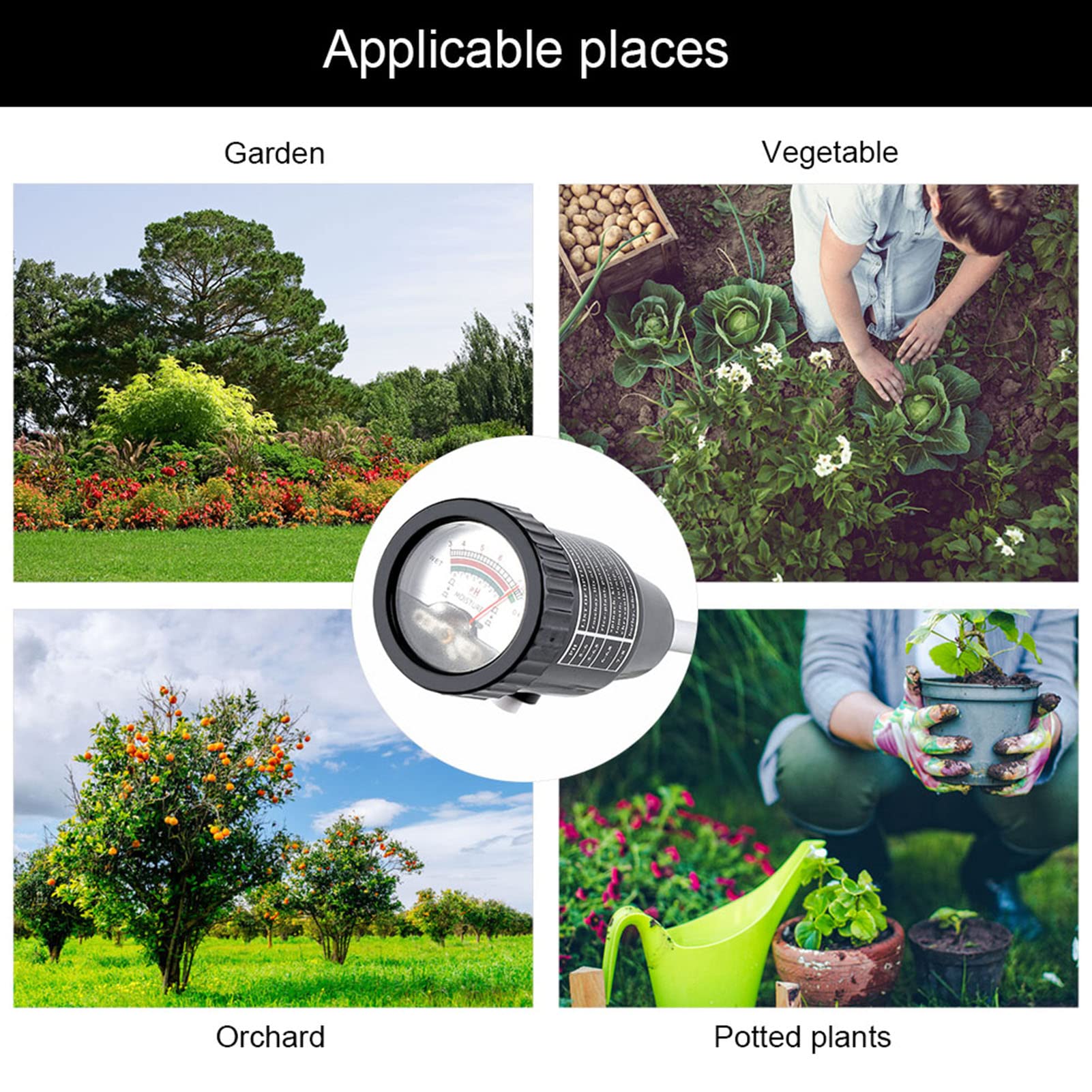 mingzhe Tester per PHmetro del Terreno, Doppia Sonda, Batteria necessaria. Misurazione Rapida e Accurata per Giardini Interni, Esterni, Prati, Vigneti