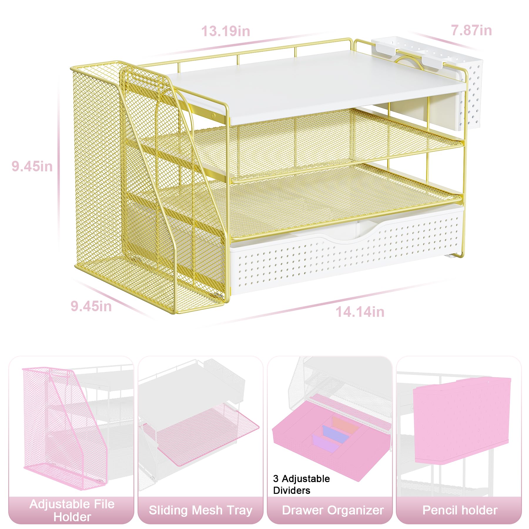 Wood Desk Organizers and Accessories with File Holder & Catalog Racks view 5