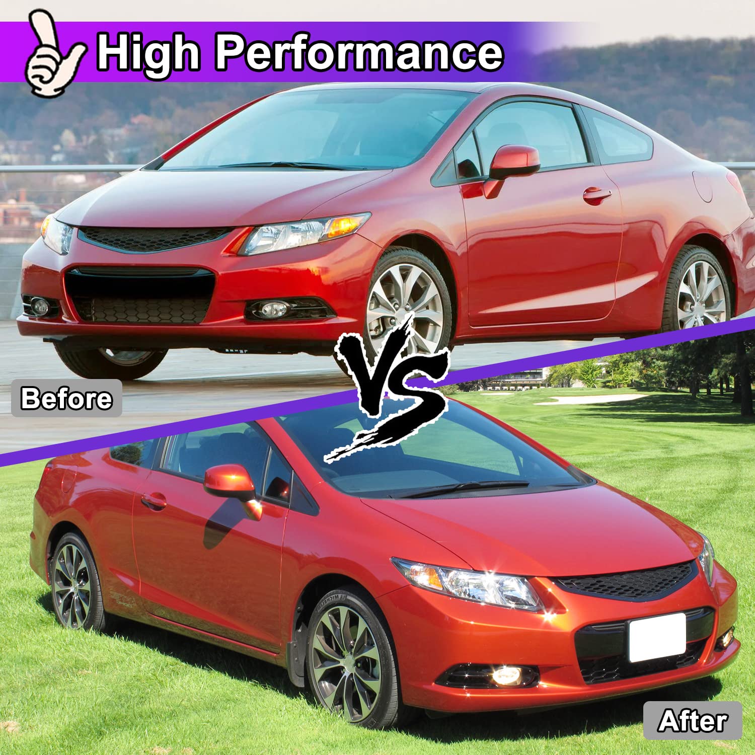 Nixon Offroad Fog Lights for Honda Civic Coupe 2012-2013 Fog Lamp Set Driving Fog Light Assembly Replacement 1 Pair (Clear Lens)