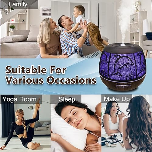 Miniatura 6 de Difusor de aceite esencial para el hogar, difusor de aromaterapia de 16.9 fl oz para aceites esenciales, habitación grande con humidificadores de