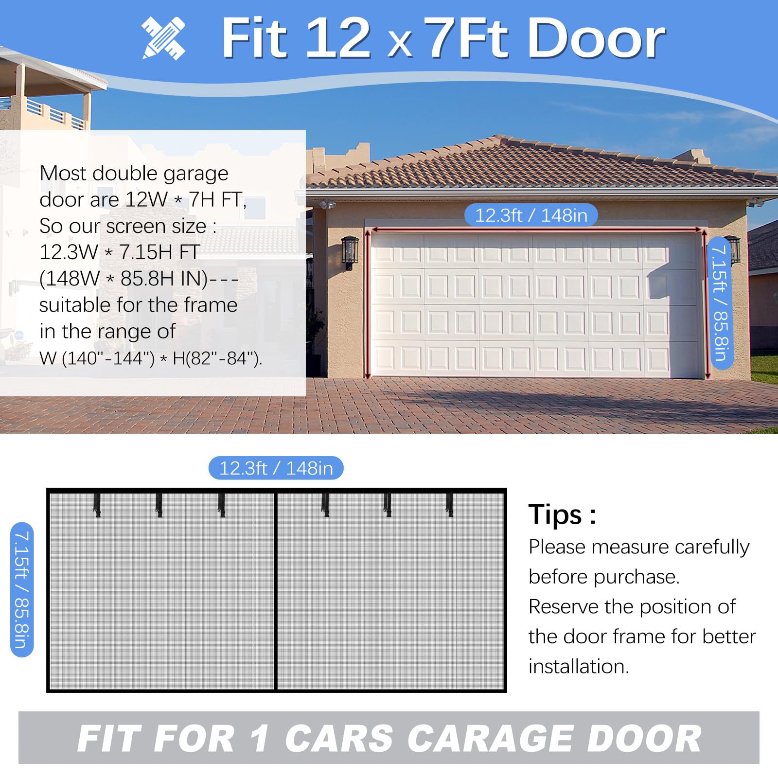 Magnetic Garage Door Screen 9x9ft For 1 2 Car Doors Egypt - View #5