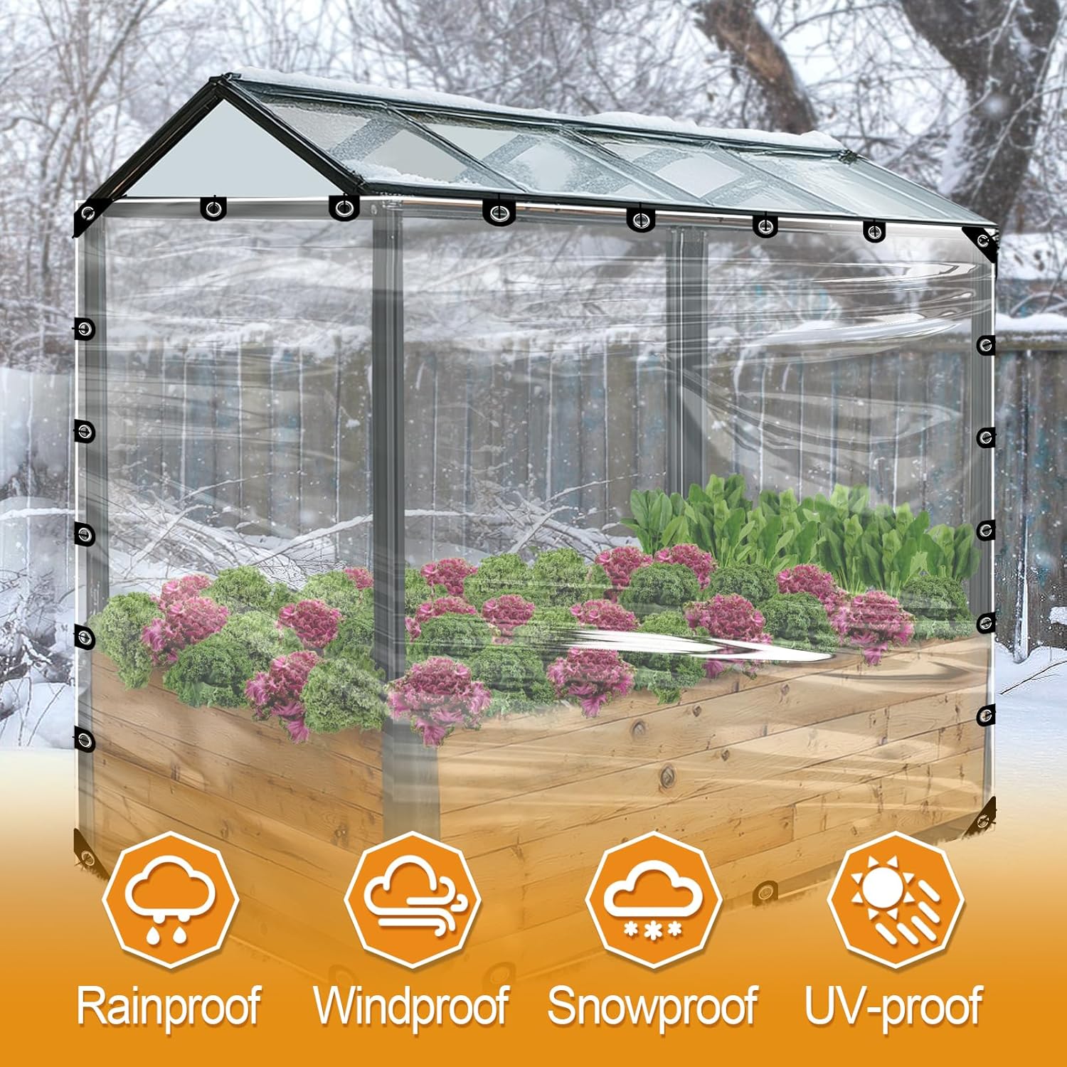 10x12ft Anti-Tear Clear Tarp Waterproof - 2pcs Windproof Poly Tarpaulin, Heavy Duty Transparent Enclosure with Grommets for Covering Chicken Coops Greenhouse Garden Plants