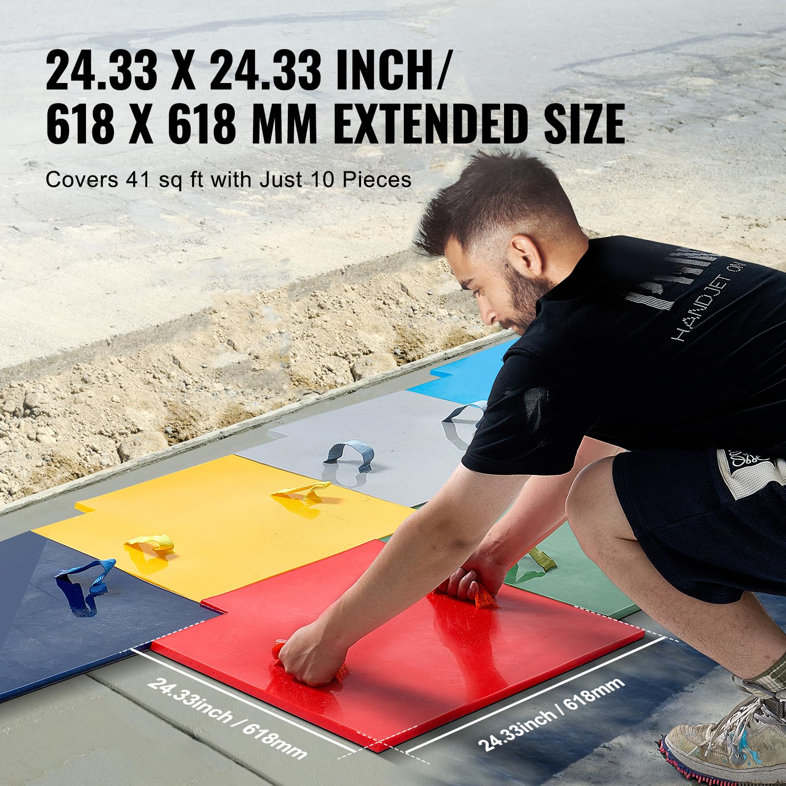 VEVOR Alfombrilla para Sellos de Hormigón 7 Piezas 618x618 mm Textura de Poliuretano para Revestimiento de Hormigón para Impresión de Suelo de Pizarra Moldes de Hormigón para Decoración de Exteriores