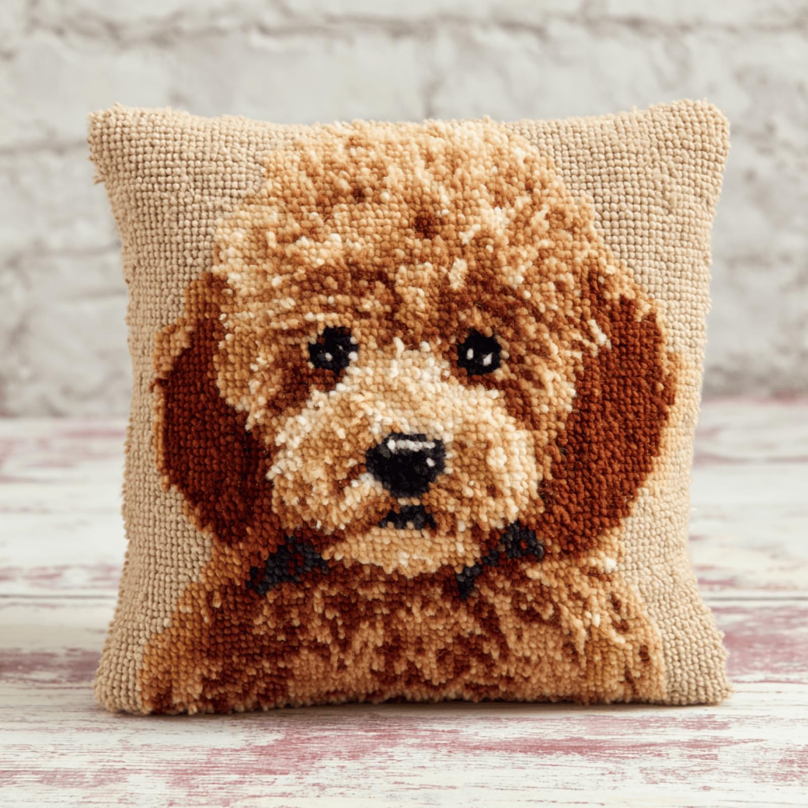kitphoenix DIY Latch Hook Cushion Kit 43x43 cm Cute Puppy