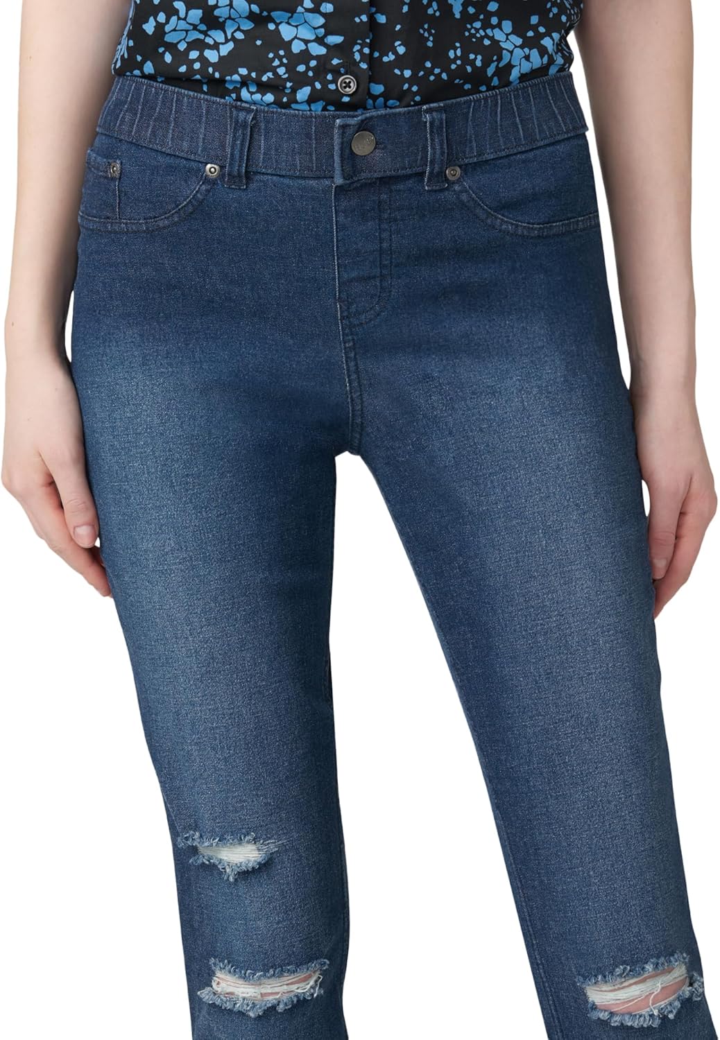 HUE Women’s Ripped Knee Denim Leggings - Comfortable and Flattering High Waist Design - Image 4