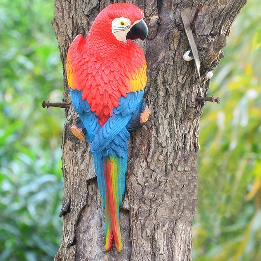 Amazon.co.jp: 鸚鵡 壁掛け彫刻 オウム 置物 Parrot 彫像 壁掛け用 鳥