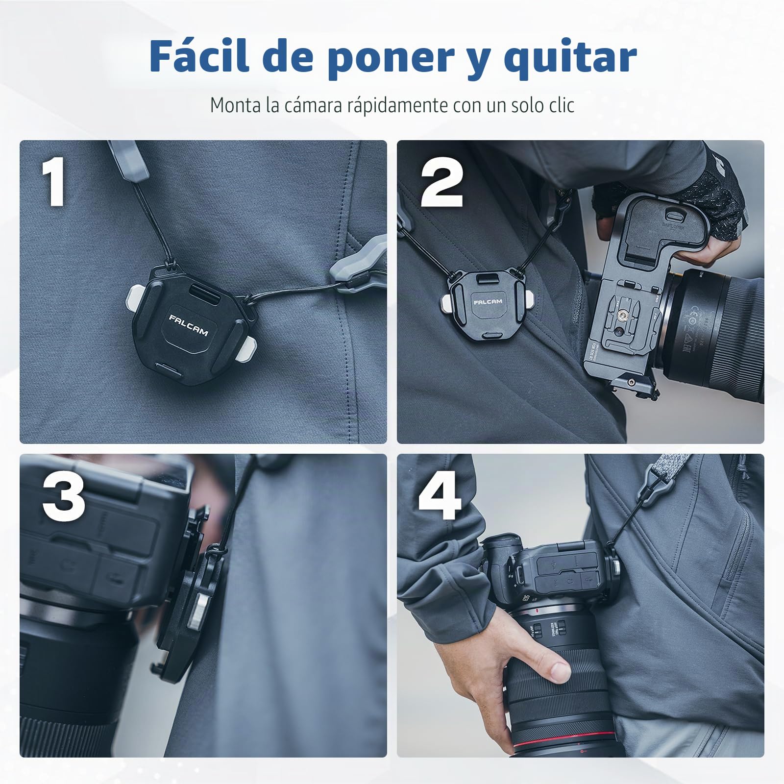 FALCAM F38 3142 - Kit de liberación rápida para correa de cuello/hombro, placa y base
