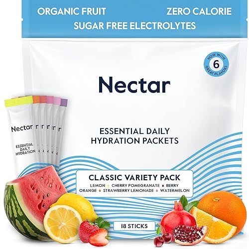 Nectar - Paquetes de electrolito de hidratación en polvo todo natural sin azúcar calorías ni carbohidratos Mezcla de bebida hidratante para alivio
