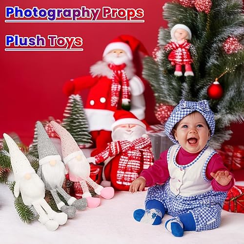 Miniatura 8 de Adornos de Navidad enanos, juguetes de peluche de gnomo, decoración de Navidad, muñeco de anciano sin rostro para interiores con patas colgantes,