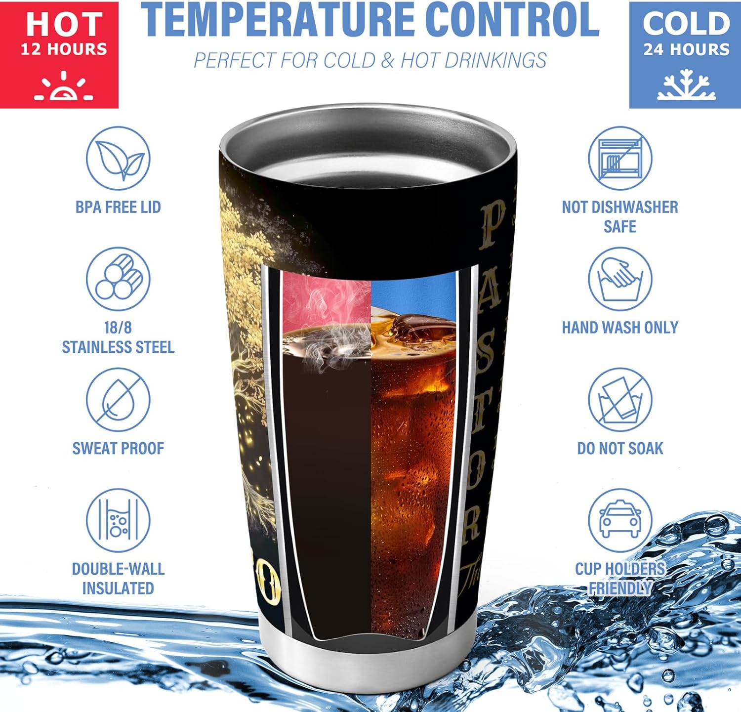 Christian Pastor Appreciation Gift – 20oz Stainless Steel Travel Mug with Lid – Inspirational Coffee Cup for Men or Women – Religious Christmas Gift (Pack of 1) - Image 2