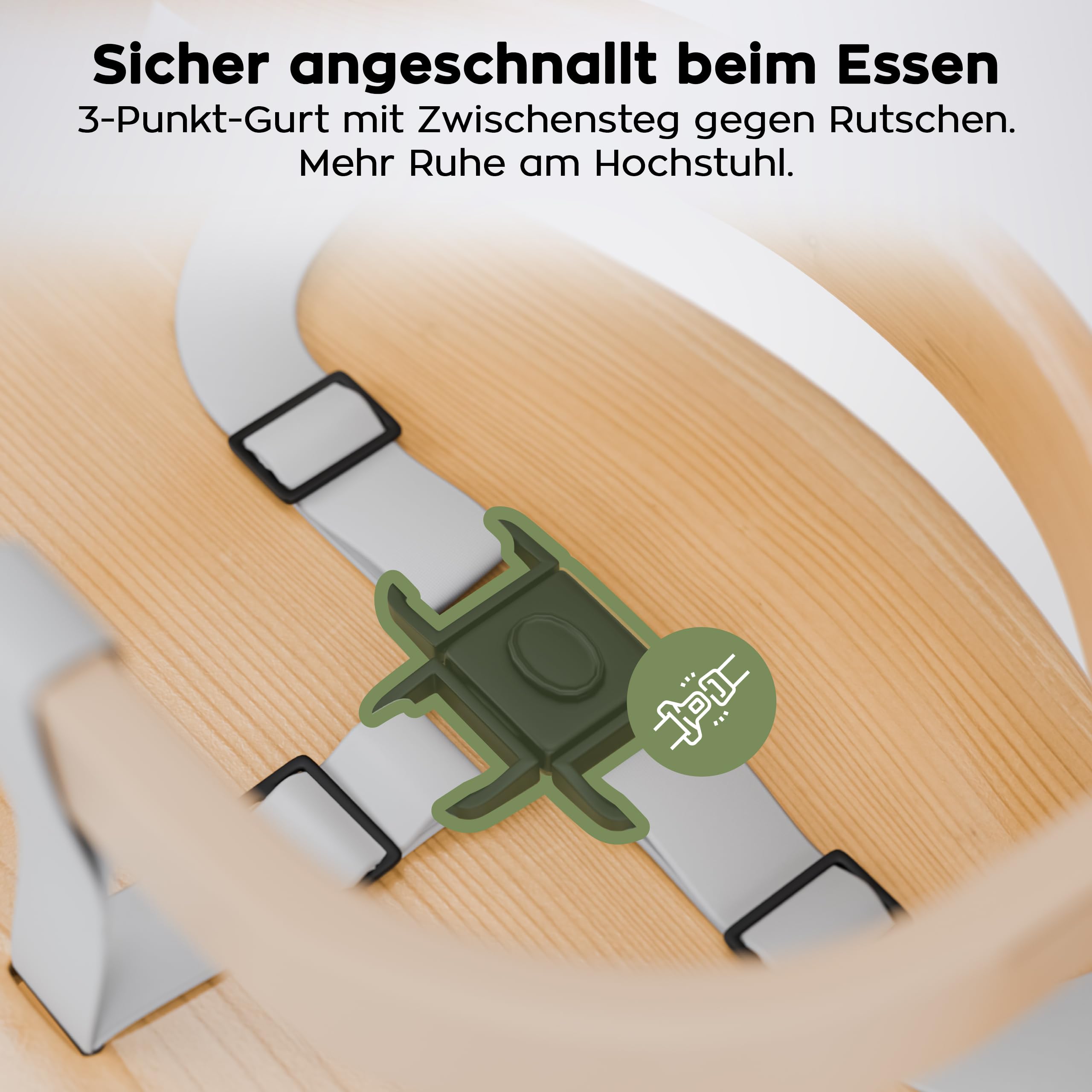 TULANO Morsel 45 Kinderhochstuhl 4in1 aus Holz, Mitwachsend & Verstellbar | von 6 Monaten bis 12 Jahren, Faltbarer Kombihochstuhl mit 3-Punkt-Gurt, Schutzbügel, Essbrett, Belastbar bis 40 kg, Natural
