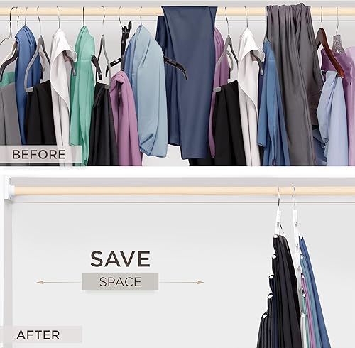 Miniatura 10 de MORALVE Perchas para pantalones que ahorran espacio  Perchas europeas de madera de haya y jeans  Organizador de armario y estante para pantalones