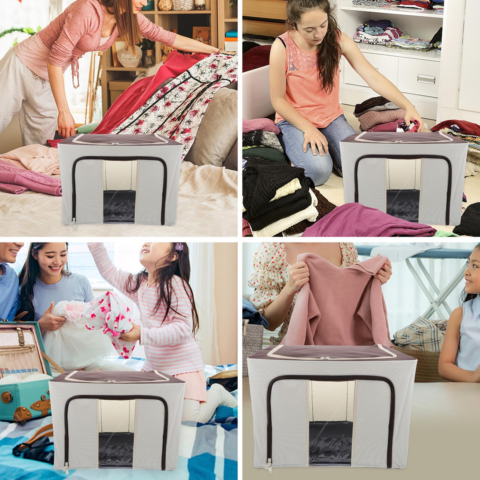 jojofuny Faltbare Sortierbox aus Vliesstoff 72l mit Stahlgestell