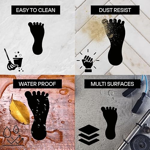 Miniatura 7 de LiteMark Calcomanías duraderas de huellas descalzas, medianas, calcomanías de vinilo brillante impermeable para marcado de ruta, negro, 7 pulgadas,