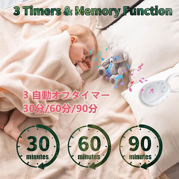 ホワイトノイズマシン Rainbuvvy 快眠安眠グッズ Type-C充電式20種癒しサウンド 赤ちゃん 泣き止め 寝かしつけ 不眠騒音対策 24時間連続再生 スマホ テレビ離れ 集中力アップ 胎内音 出産祝い プレゼント 瞑想 ヨガ 作業 仕事 睡眠 音楽 BGM ホワイトノイズマシン - 4