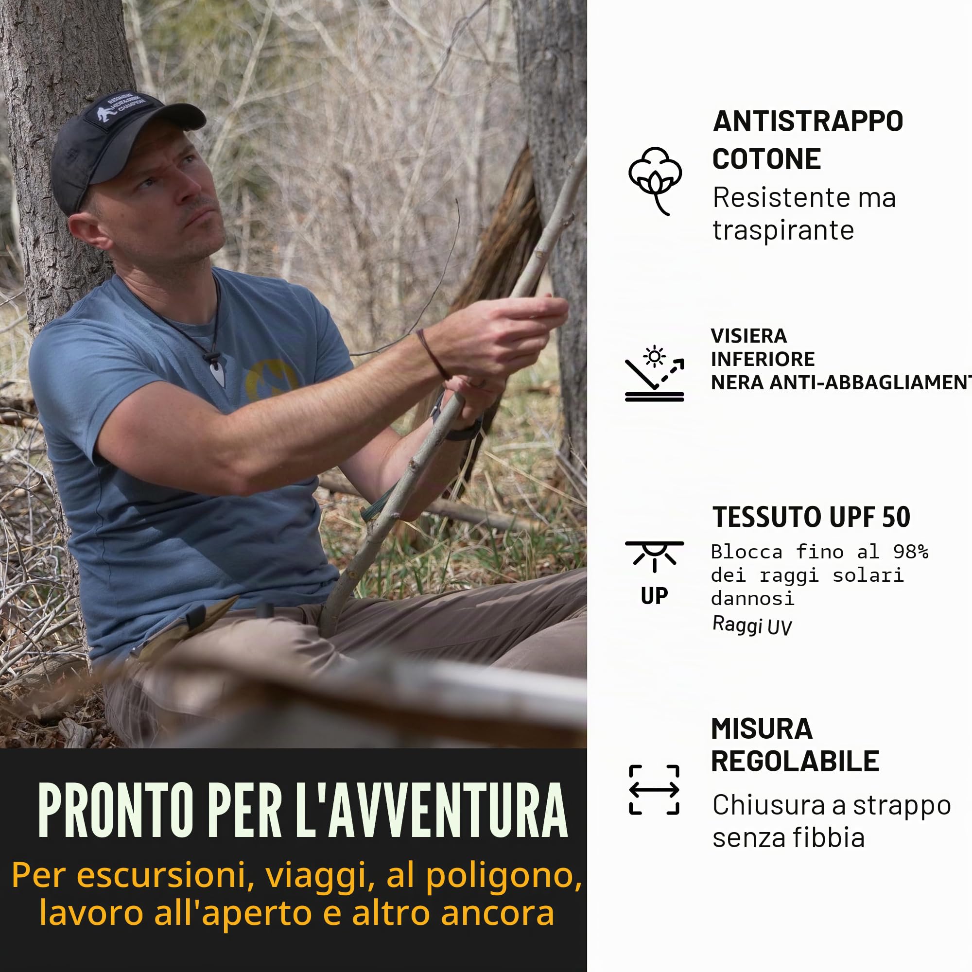 Wazoo Cache Cap | Viaggio, Tactical & Everyday Carry Cap | 6 tasche nascoste per contanti di emergenza, documenti, chiavi e strumenti
