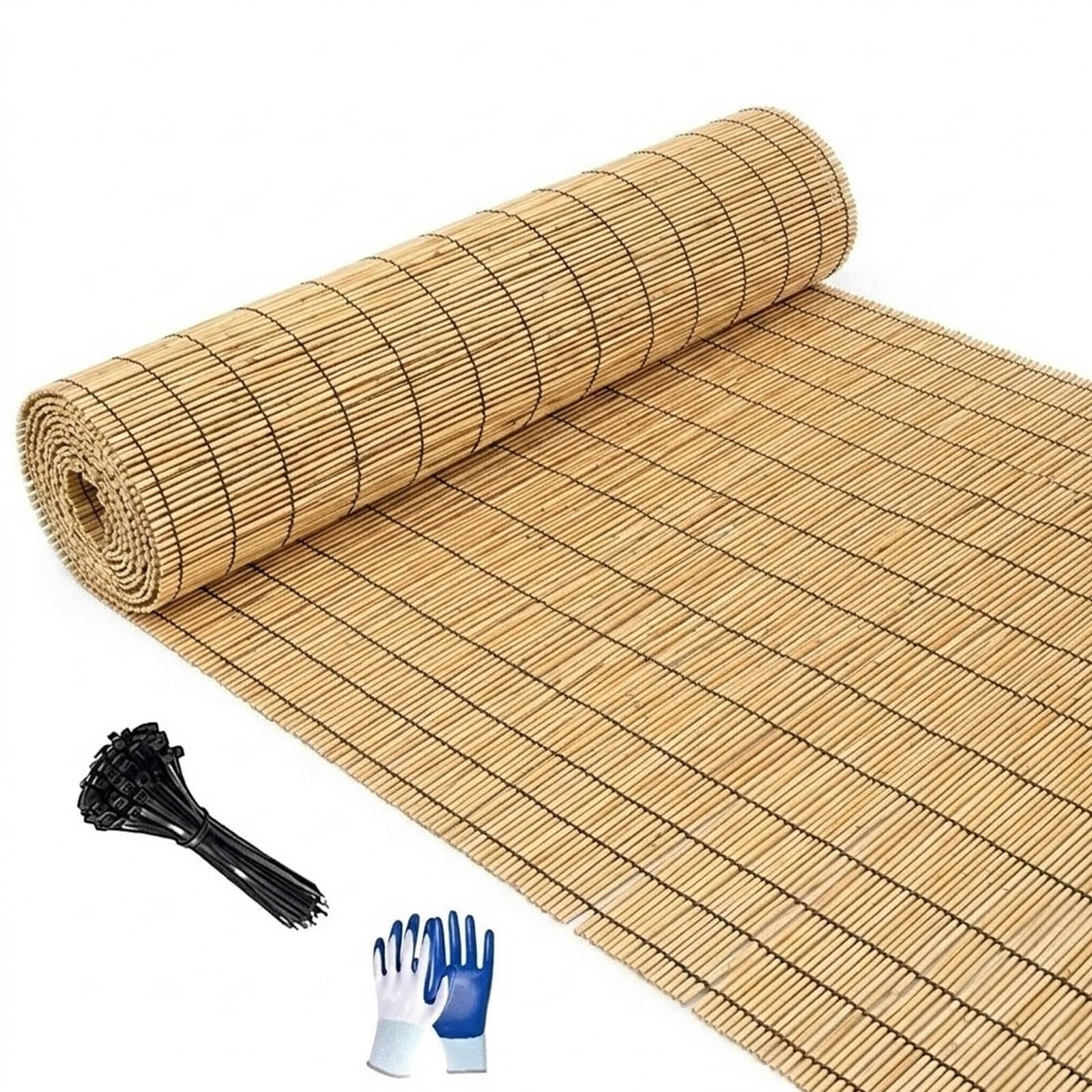 Canisse en Roseau Naturel, Hauteur 30-240cm Rouleau de Clôture en Bambou, Clôture Brise Vue Balcon Imperméable pour Exterieur Terrasse Piscine Séparateur Décoratif, Tapis Bambou(Nature,200x650cm)