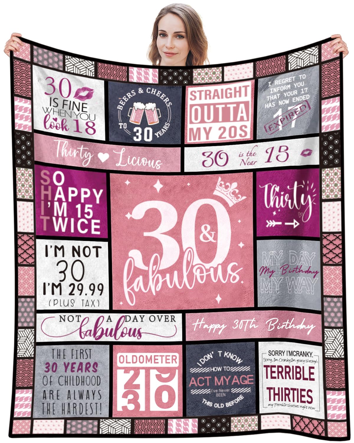 VivaJoy 30th Birthday Gifts For Women - 30th Birthday Gifts Throw Blanket 60"X50", Presents For Female 30th Birthday, 30th Birthday Gift Ideas For Her, Wife, Friend, Mum, Sister
