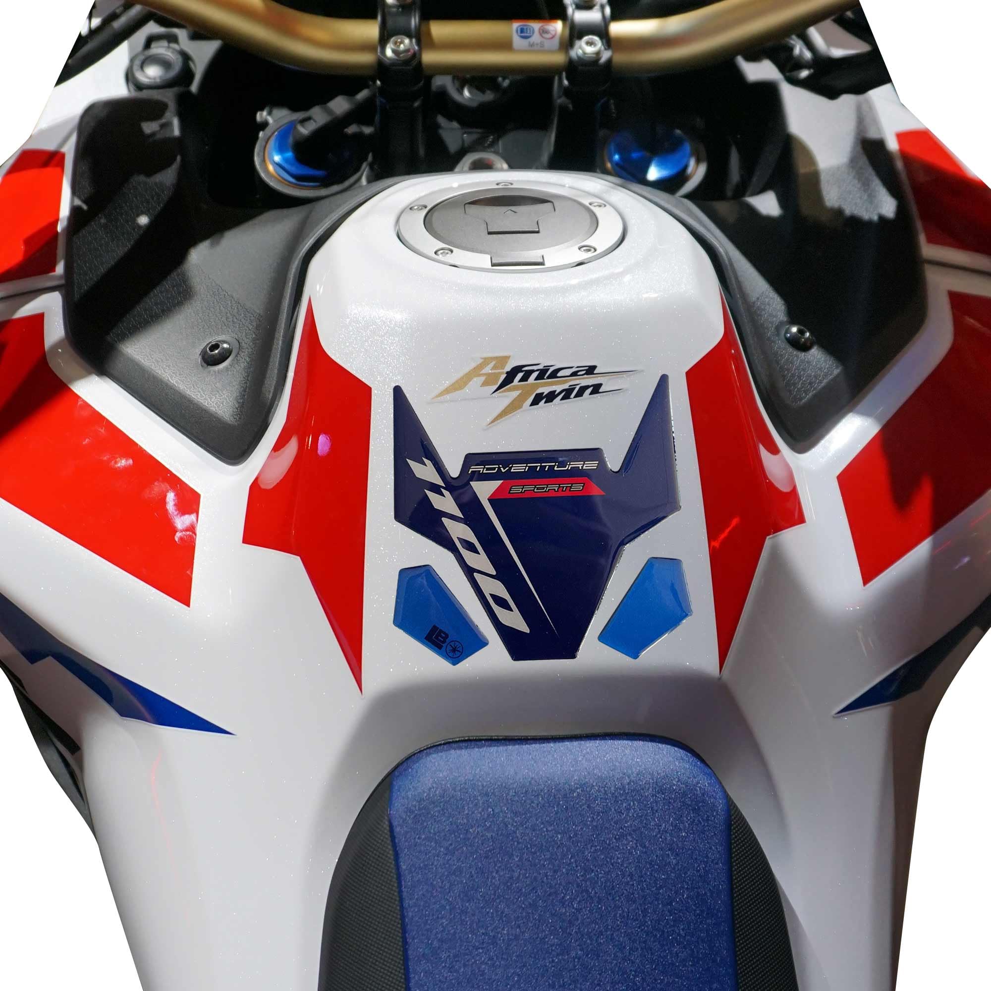 labelbike - Adesivo 3D Moto Paraserbatoio Protezione e Decorazione in Resina compatibile con Honda Africa TWIN Adv 2025 - Colore Blu Grigio Rosso