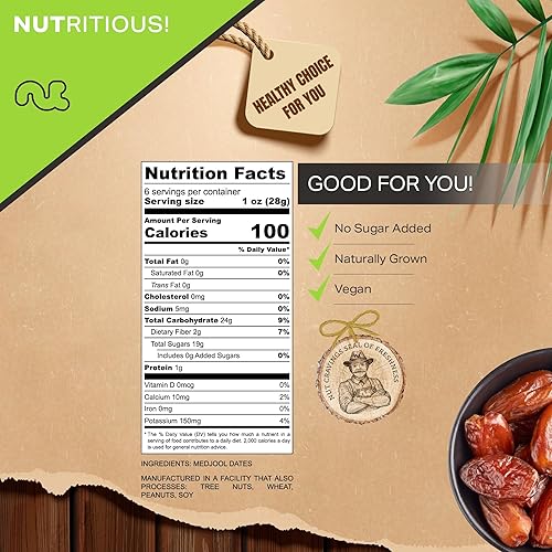 Miniatura 43 de Nut Cravings Frutas secas – Dátiles deshuesados sin azúcar añadido, sin azúcar añadido (80 onzas – 5 libras) empaquetadas frescas en bolsa