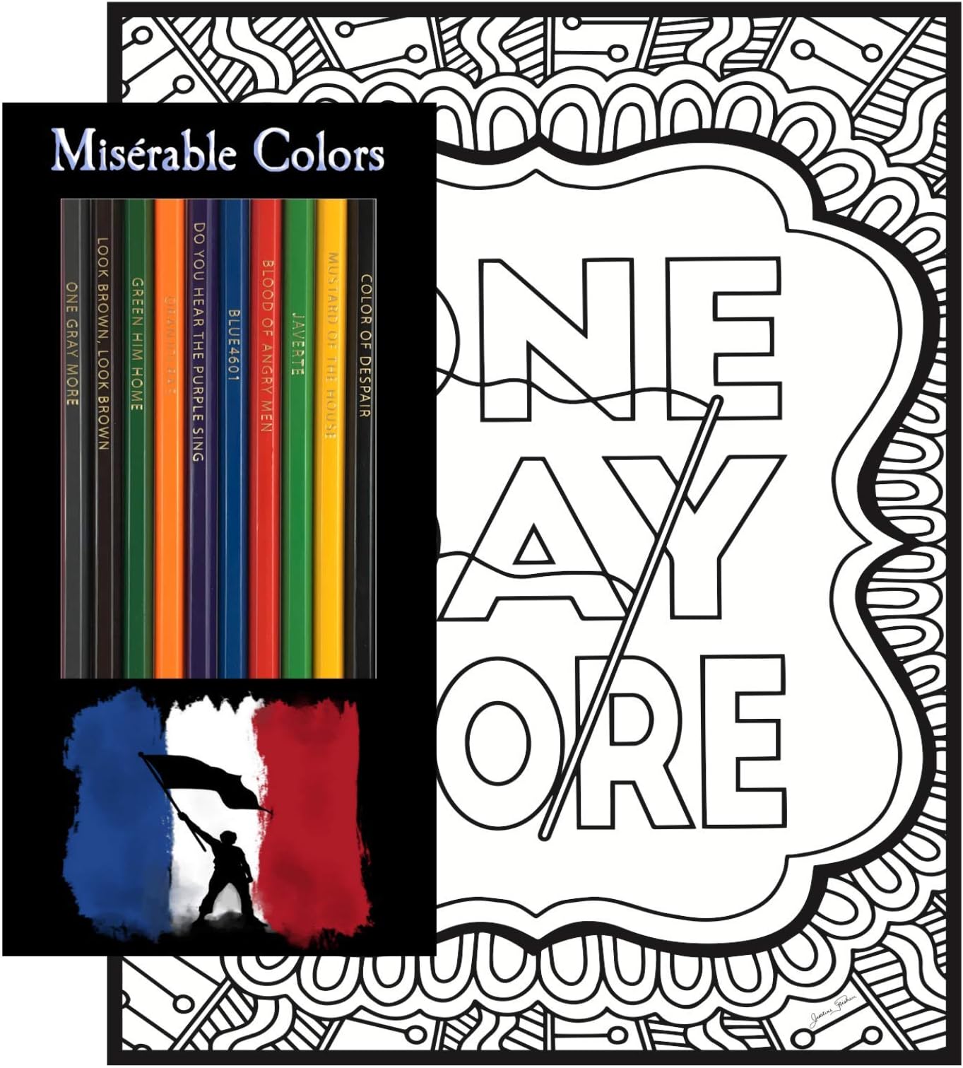 Les Misérables Coloring Gift Set - 12 Musical Themed Colored Pencils and Pack of 4 Coloring Pages