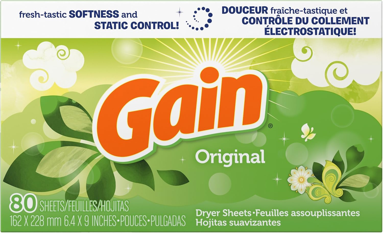 Gain Dryer Sheets, Original, 80 Count, (Pack of 3)