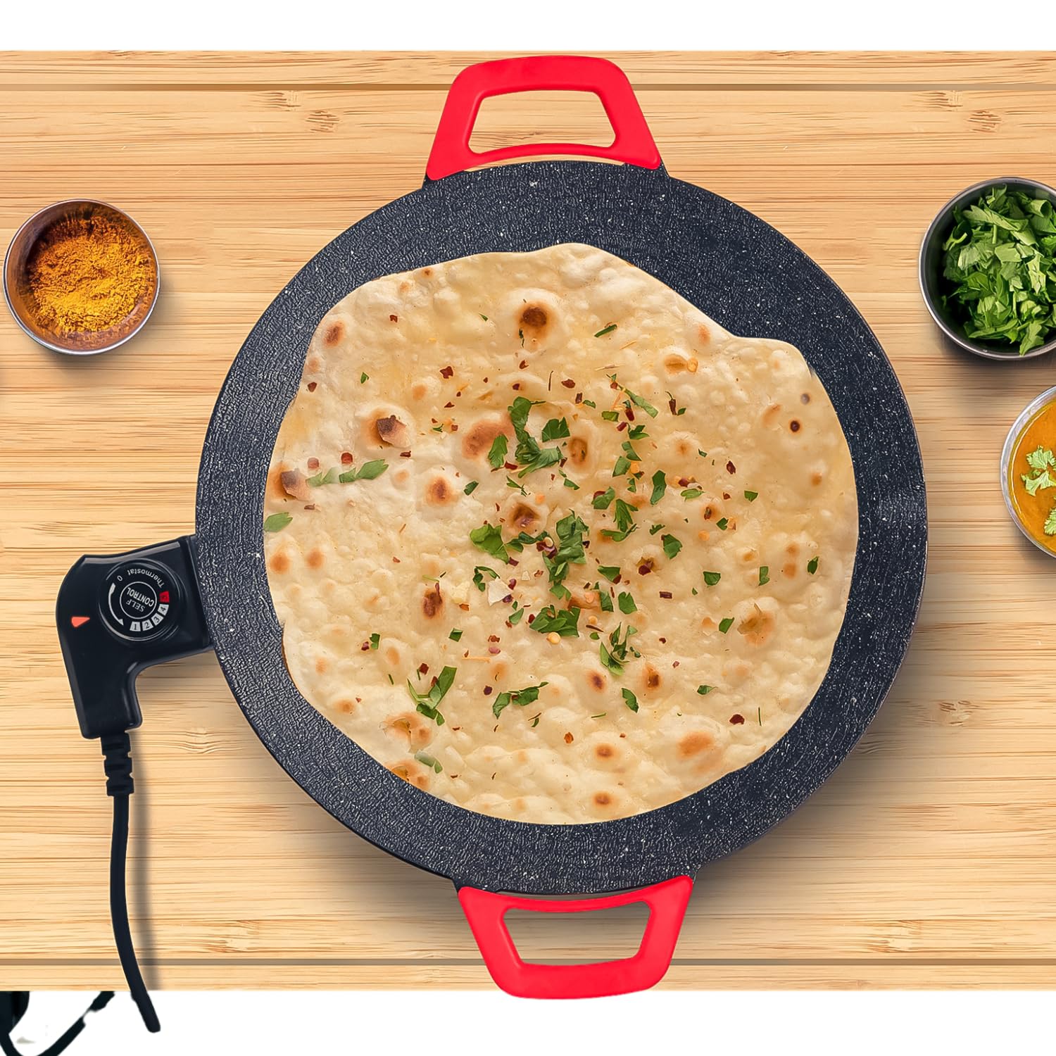 InstaCuppa Portable Electric Tawa 14 Inch (35 CM) with Temperature Control - Ideal for Dosa, Roti, Chapati, Uthappam, Paratha, Naan - Large Non-Stick Surface - Safe, Quick & Even Heating, 1500 Watts (B0CGZRZC17) Amazon Price History, Amazon Price Tracker