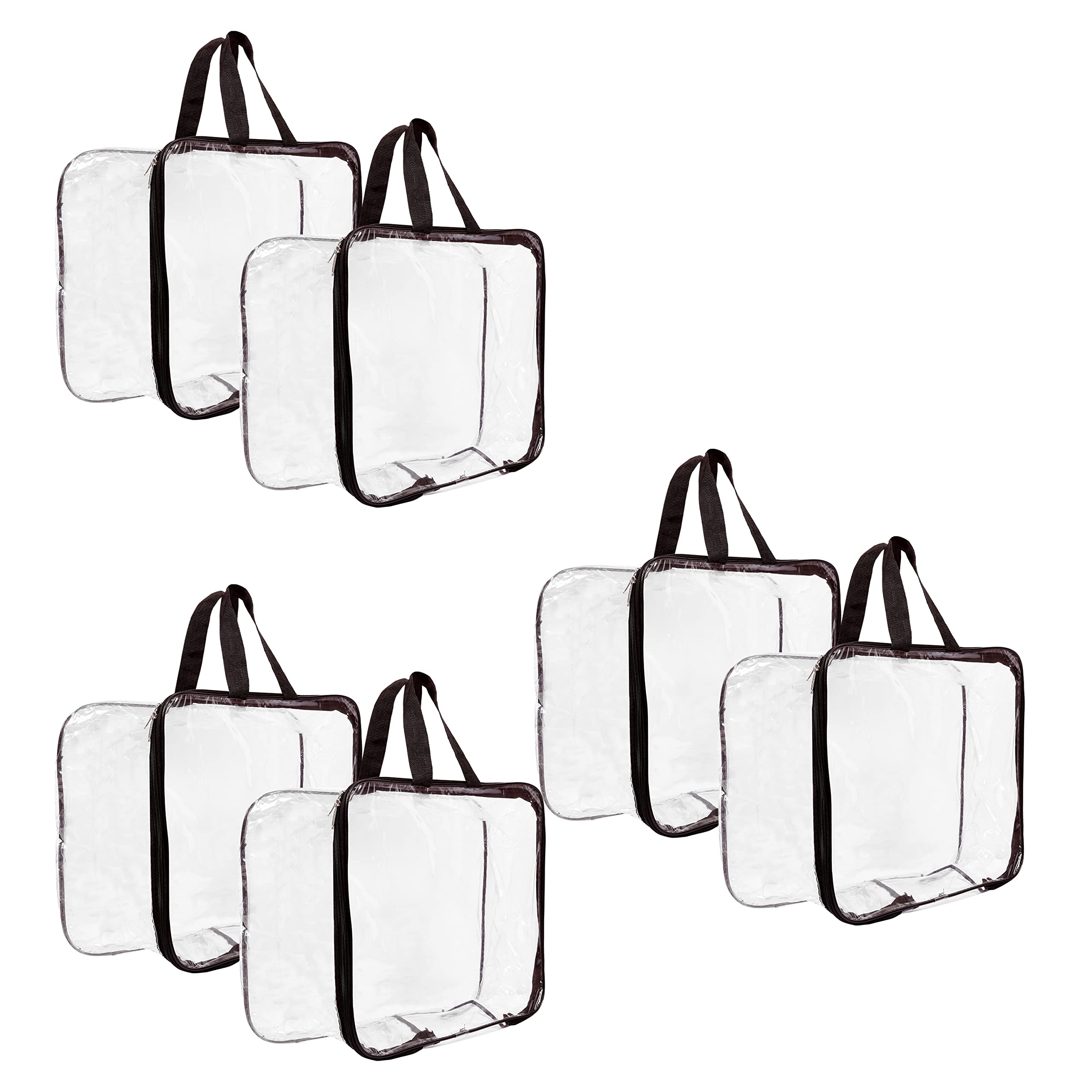 PENADIAMultipurpose Transparent Clothes Storage Bag PVC Packing Organizer for Sarees (Pack Of 6, Black)