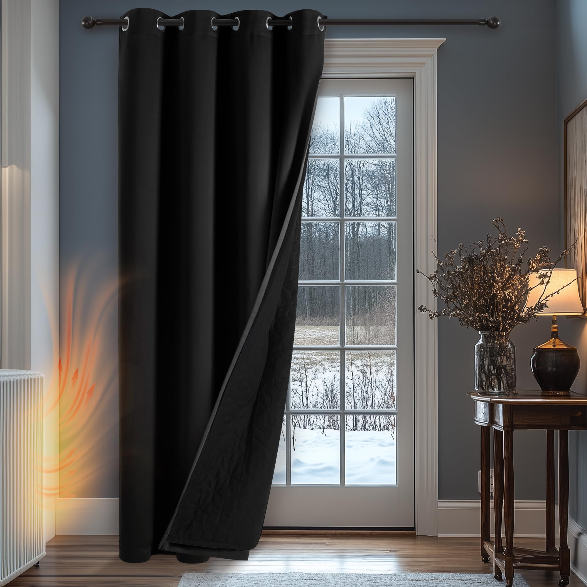 Deconovo Thermal Door Curtains for Winter Window Panel with Thick Microfiber Lining
